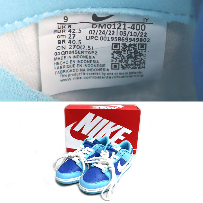 NIKE ナイキ DUNK LOW RETRO QS ARGON スニーカー ブルー DM0121-400 27cm メンズ【中古】【美品】