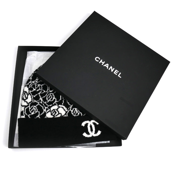 CHANEL シャネル カメリア ニットキャップ ブラック ホワイト AA9508 レディース【中古】【美品】