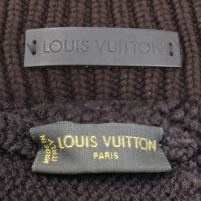 LOUIS VUITTON ルイ・ヴィトン ダミエ レザーパッチ ニットキャップ ブラウン 402775 レディース【中古】