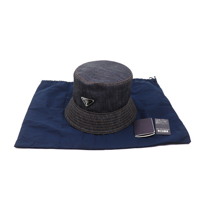 PRADA プラダ バケットハット デニム ハット ネイビー 2HC137 15C7 F0008 L ユニセックス【中古】【美品】