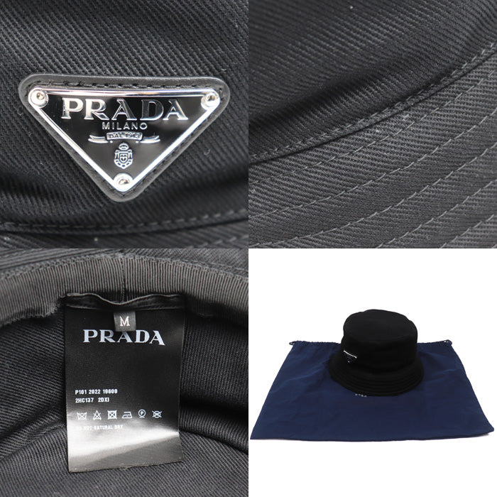 PRADA プラダ バケットハット ハット ブラック 2HC137 2DXI M ユニセックス【中古】【美品】
