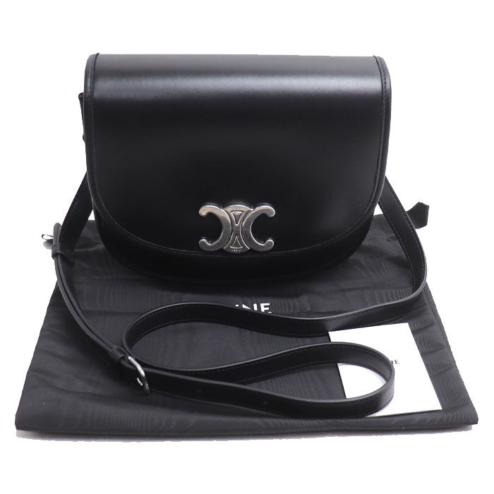 CELINE セリーヌ ミディアム ブザス トリオンフ ショルダーバッグ ブラック 114453FH1.38SI レディース【中古】【美品】