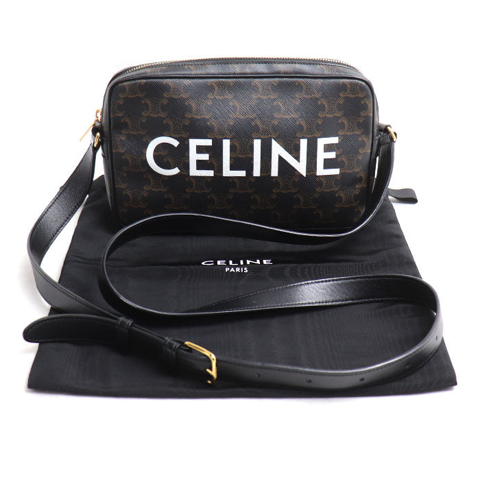 CELINE セリーヌ トリオンフ ショルダーバッグ ブラック 194502CIM.380G レディース【中古】