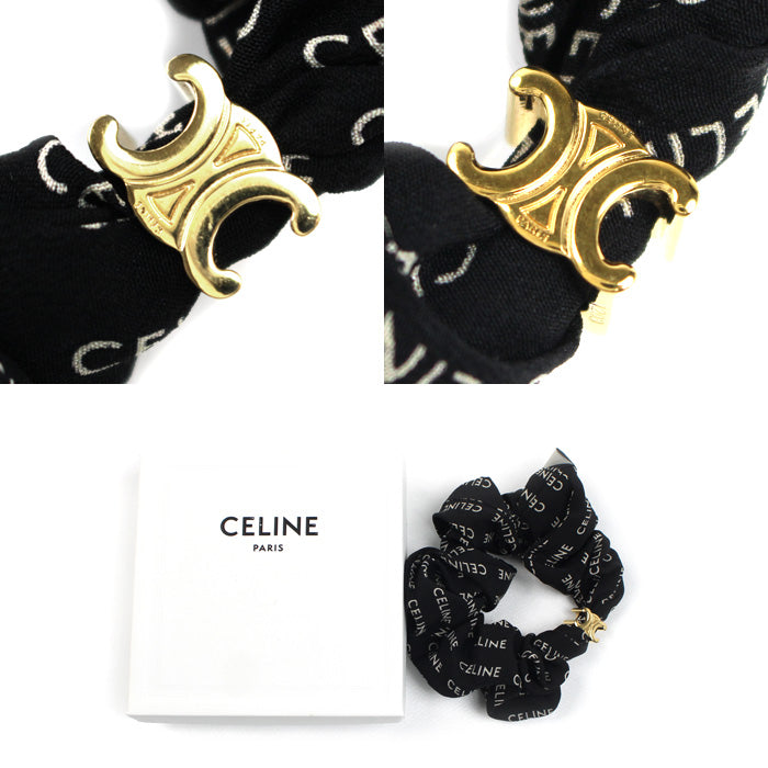 CELINE セリーヌ シルク 真鍮 レイユール ヘアアクセサリー シュシュ 46Y352SIB.35OB レディース【中古】