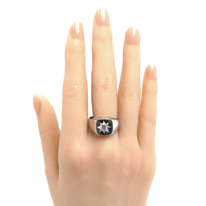 Pt900プラチナ 印台 リング・指輪 ダイヤモンド0.33ct 20号 18.2g メンズ【中古】