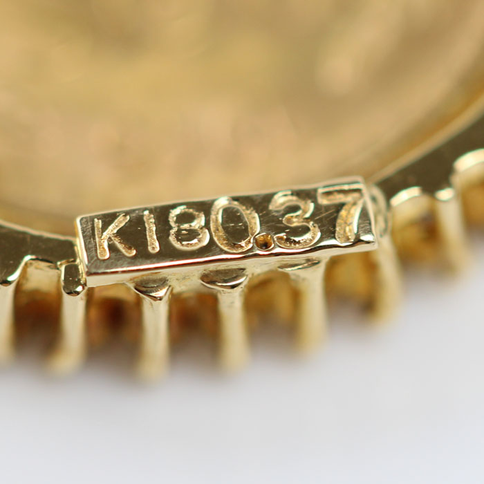 K21.6/K18 メキシコ金貨 2ペソ ペンダントトップ ダイヤモンド0.37ct 4.3g 1945 ユニセックス【中古】
