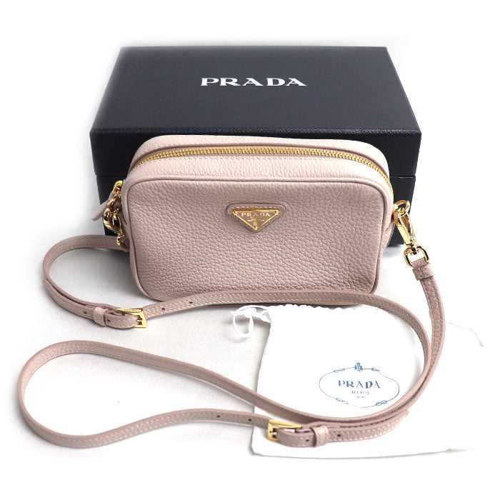 PRADA プラダ レザーミニバッグ ショルダーバッグ ピンクベージュ 1NF060 2DKV F0NZ2 ICチップ レディース【中古】【美品】