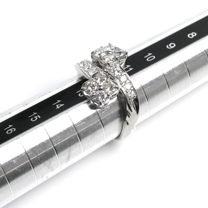 Pt900プラチナ フラワーモチーフ リング・指輪 ダイヤモンド1.01ct 12号 7.2g レディース【中古】