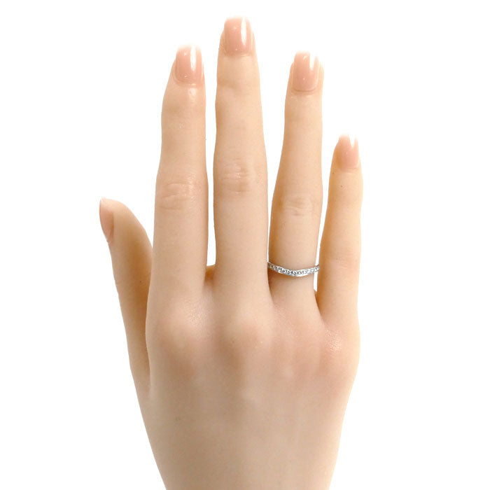 D&D 144 Pt900プラチナ リガトーニ エテルニータ カーヴ リング・指輪 R687D ダイヤモンド0.31ct 6号 2.6g レディース【中古】