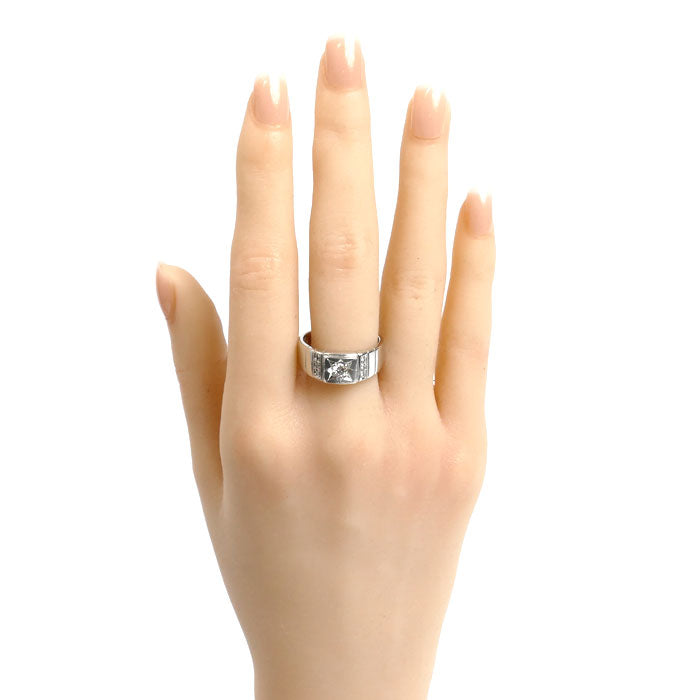 Pt900プラチナ リング・指輪 ダイヤモンド0.18ct/0.06ct 18号 14g メンズ【中古】