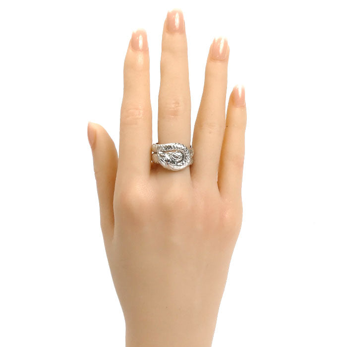 Pt900プラチナ ヘビ リング・指輪 ダイヤモンド 19号 21.7g スネーク ユニセックス【中古】【美品】