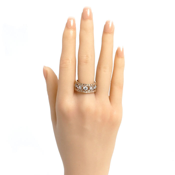 K18PG ピンクゴールド Pt900プラチナ リング・指輪 ダイヤモンド0.40ct/0.20ct 16号 9.0g レディース【中古】【美品】