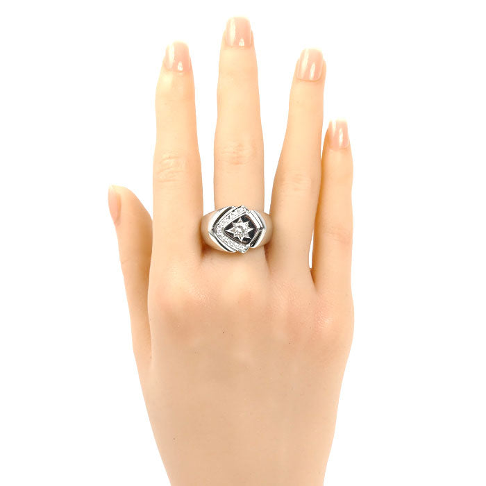 Pt900プラチナ リング・指輪 ダイヤモンド0.104ct/0.25ct 20号 29.0g メンズ【中古】