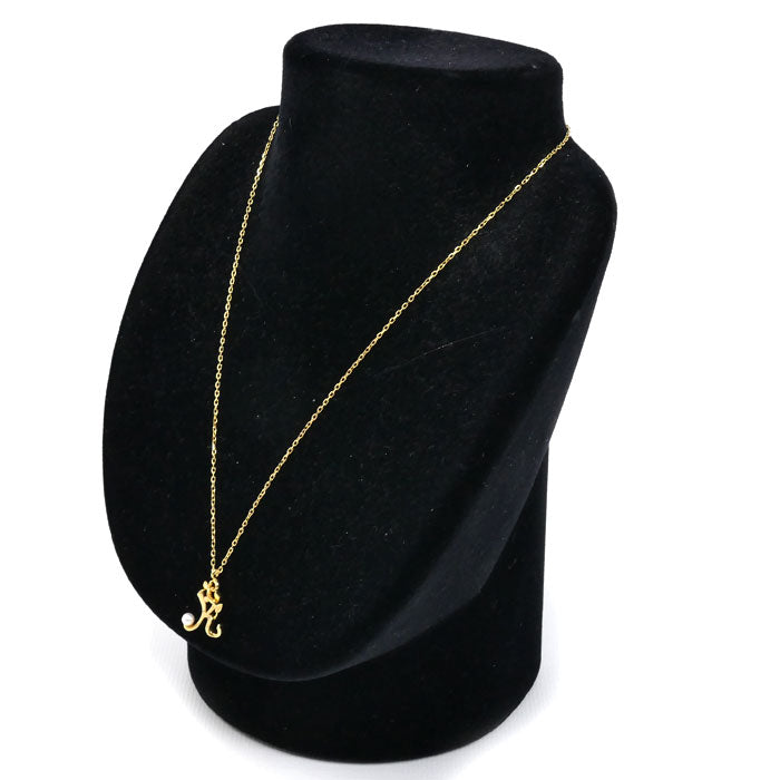 MIKIMOTO ミキモト K18YG イエローゴールド ベビーパール イニシャル K ネックレス パール約3.5mm 3.9g 42cm レディース【中古】