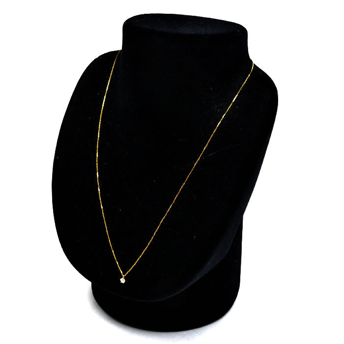 K18YG イエローゴールド 一粒ダイヤ ネックレス 小豆 ダイヤモンド0.1ct 1.1g ~44cm フリーチェーン レディース【中古】