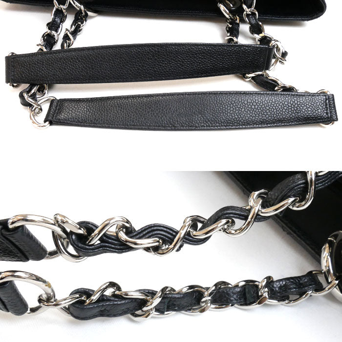 CHANEL シャネル 復刻チェーントート GSTトート トートバッグ ブラック A20995 キャビアスキン レディース【中古】