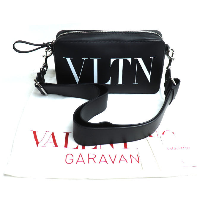 Valentino Garavani ヴァレンティノ・ガラヴァーニ VLTN レザー ショルダー ショルダーバッグ ブラック 3Y2B0704WJW メンズ レディース ユニセックス【中古】【美品】