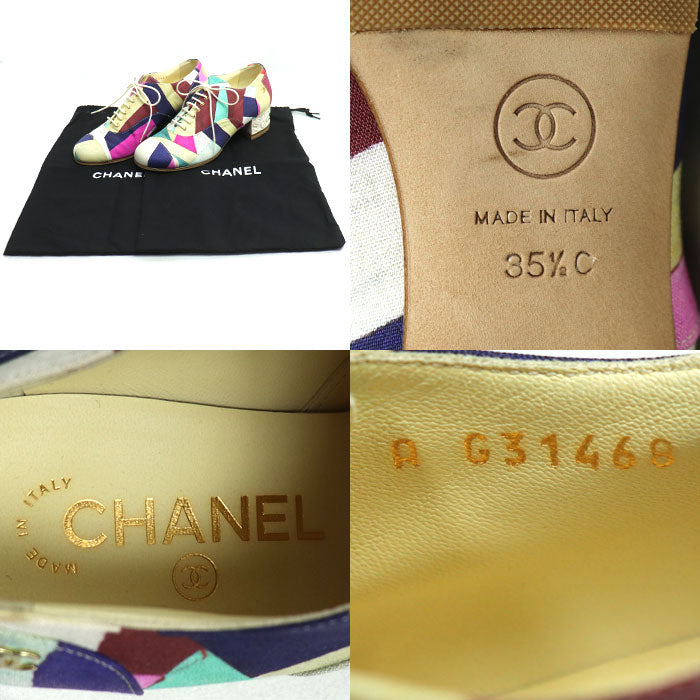 CHANEL シャネル レースアップ マルチカラー ヒールデザイン パンプス マルチカラー G31468 SIZE 35 1/2 C レディース【中古】