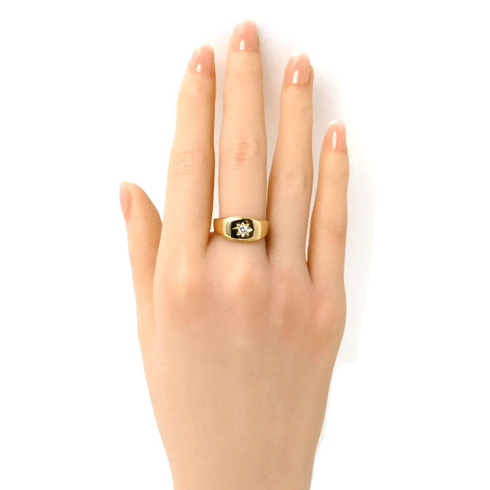 K18YG イエローゴールド ダイヤ リング・指輪 ダイヤモンド0.106ct 16.5号 7.2g メンズ【中古】