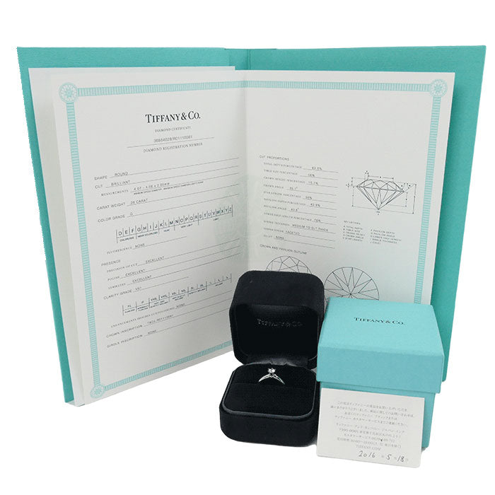 TIFFANY&Co. ティファニー Pt950プラチナ ソリテール ダイヤ リング・指輪 ダイヤモンド0.26ct 6.5号 4g レディース【中古】【美品】