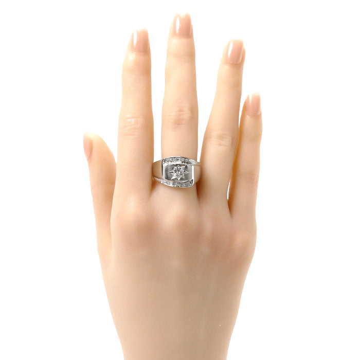 Pt850プラチナ ダイヤ リング・指輪 ダイヤモンド0.28ct/0.08ct 20号 26.4g メンズ【中古】