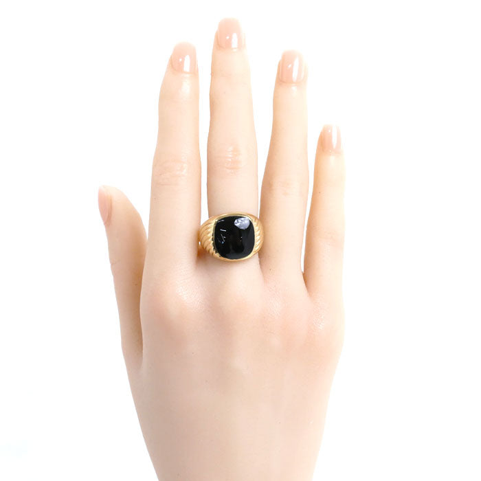 K18YG イエローゴールド オニキス リング・指輪 オニキス 17号 9.9g メンズ【中古】