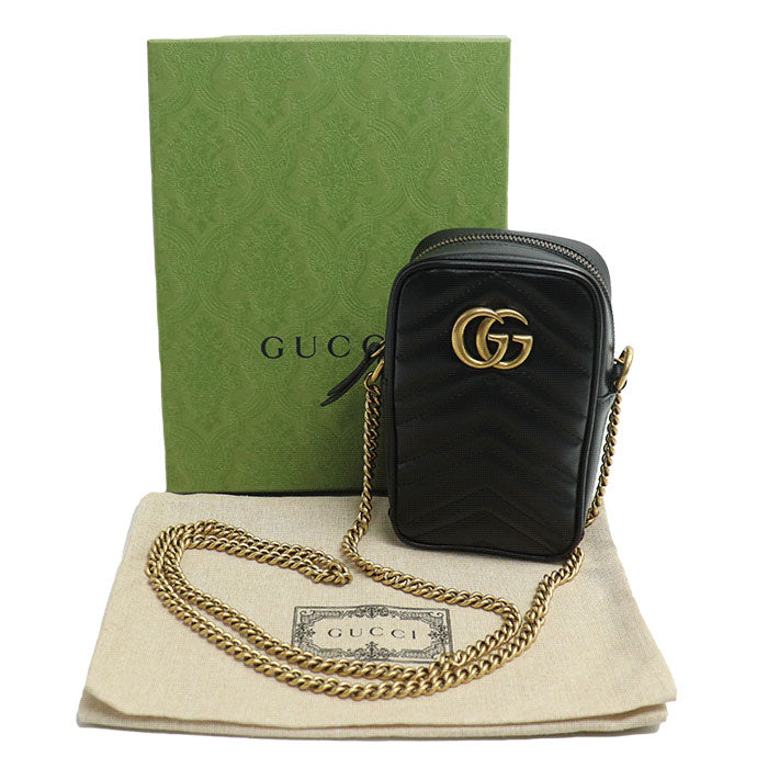 GUCCI グッチ GGマーモント ミニバッグ ショルダーバッグ ブラック 598597 DTDCT 1000 レディース【未使用】【買取品】