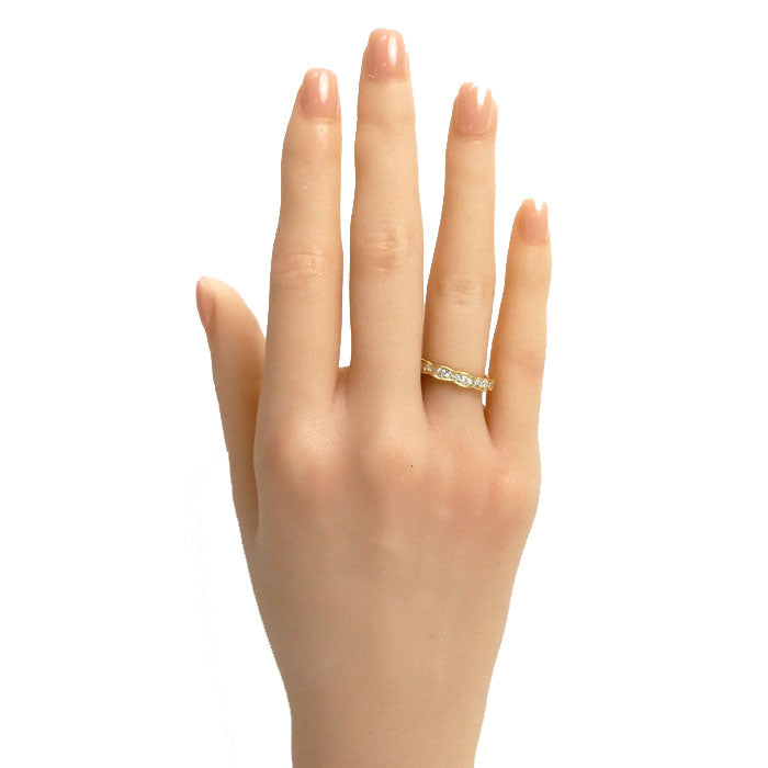 K18YG イエローゴールド ハーフエタニティ リング・指輪 ダイヤモンド0.50ct 12号 2.7g レディース【中古】【美品】