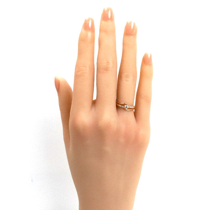 K10PG ピンクゴールド ダイヤ リング・指輪 ダイヤモンド0.12ct 11号 1.2g レディース【中古】