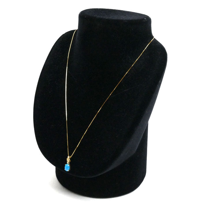 K18YG イエローゴールド トルコ石 ネックレス ベネチアン トルコ石0.98ct ダイヤモンド0.06ct 2.7g ~45cm フリーチェーン レディース【中古】