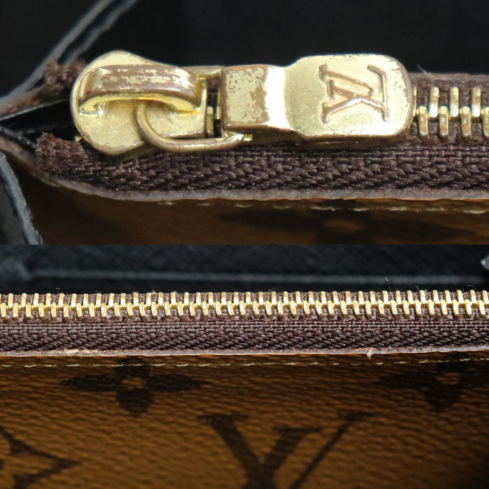 LOUIS VUITTON ルイ・ヴィトン ポルトフォイユクレマンス 長財布 ラウンドファスナー モノグラムリバース ブラウン M82336 ICチップ レディース【中古】