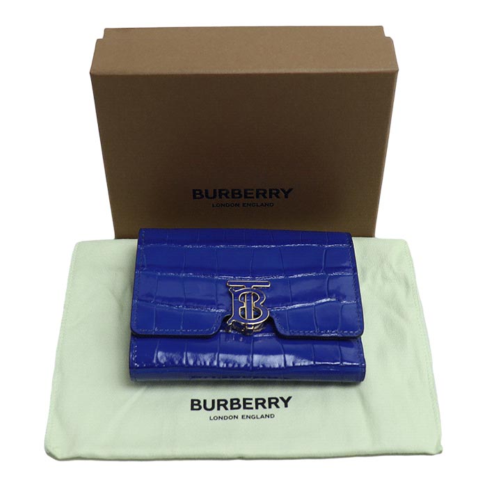 BURBERRY バーバリー TBロゴ フォールディングウォレット 三つ折り財布 ブルー 8073880 レディース【中古】【美品】