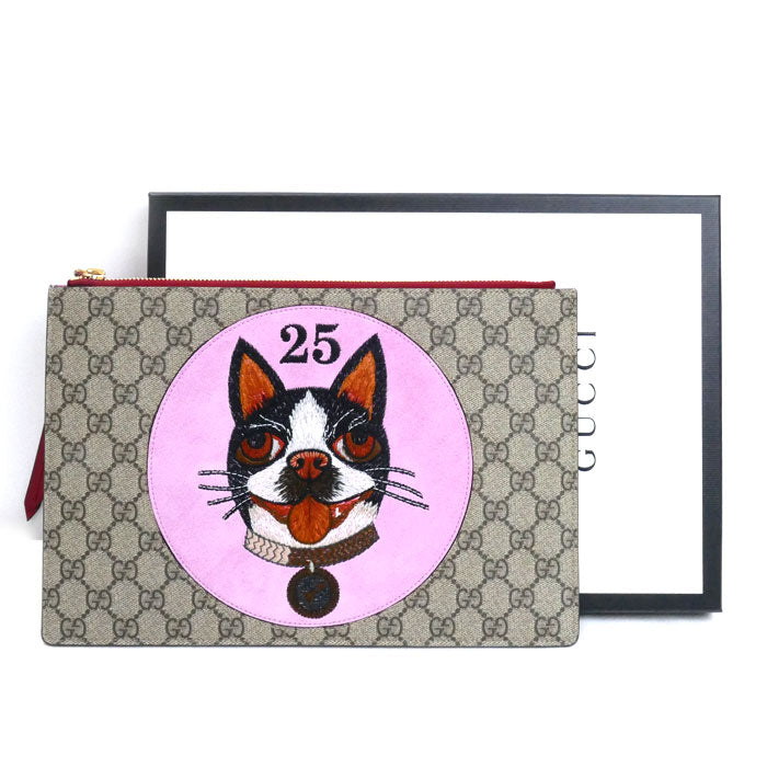 GUCCI グッチ BOSCO クラッチ クラッチバッグ ベージュ ピンク レッド 506280 ユニセックス【中古】【極美品】