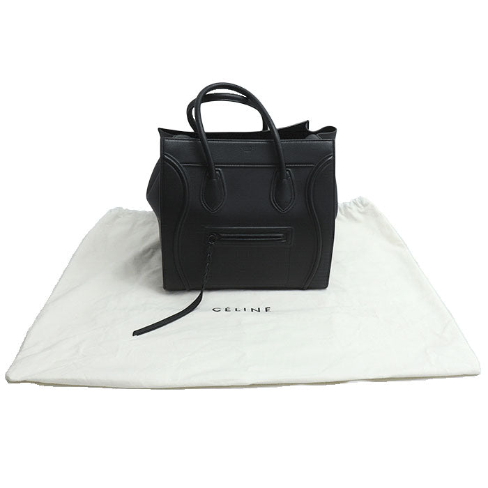 CELINE セリーヌ スクエア ラゲージ ファントム ハンドバッグ ブラック 169953 旧ロゴ レディース【中古】【美品】