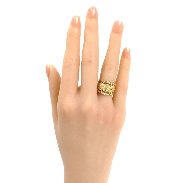 K18YG イエローゴールド ダイヤ リング・指輪 ダイヤモンド0.38ct 12号 5.1g レディース【中古】【美品】