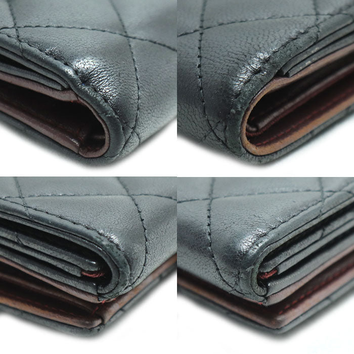 CHANEL シャネル マトラッセ Wホック コンパクトウォレット 二つ折り財布 ブラック A48980 レディース【中古】