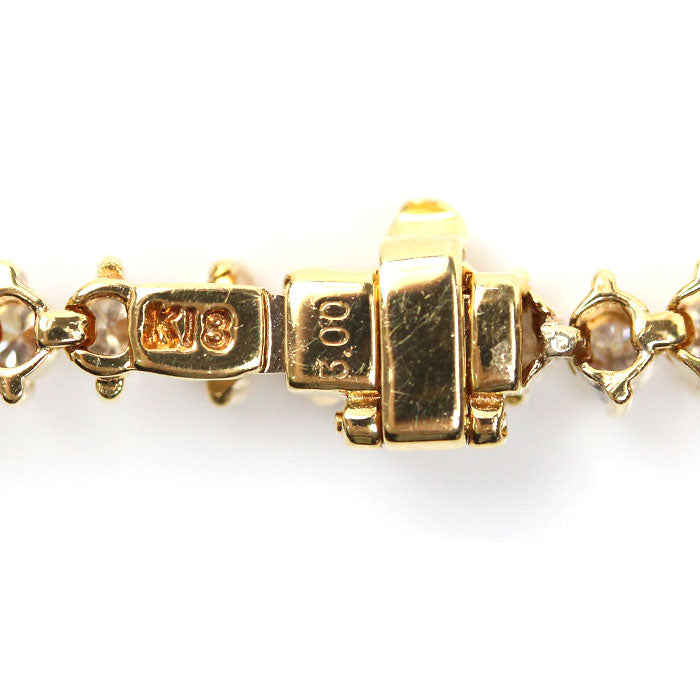 K18YG イエローゴールド ブレスレット ダイヤモンド3.00ct 9.4g 17cm レディース【中古】