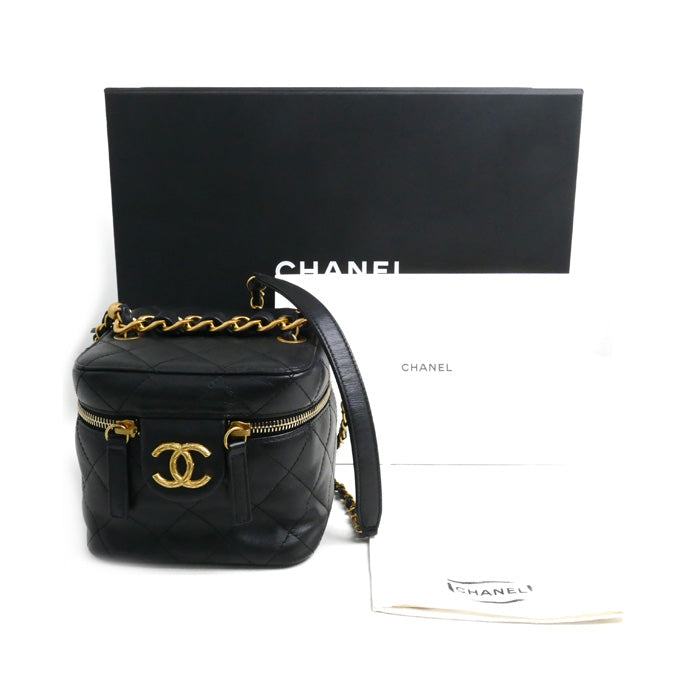 CHANEL シャネル マトラッセ スモール バニティ チェーンショルダー ショルダーバッグ ブラック AS3228 レディース【中古】【美品】