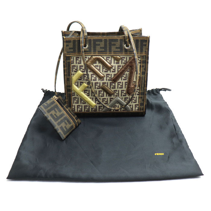 FENDI フェンディ ズッカ/ズッキーノ柄 トートバッグ トートバッグ ブラウン 8BH189 レディース【中古】