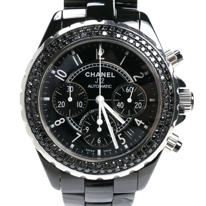 CHANEL シャネル J12 クロノグラフ ブラックダイヤベゼル 腕時計 自動