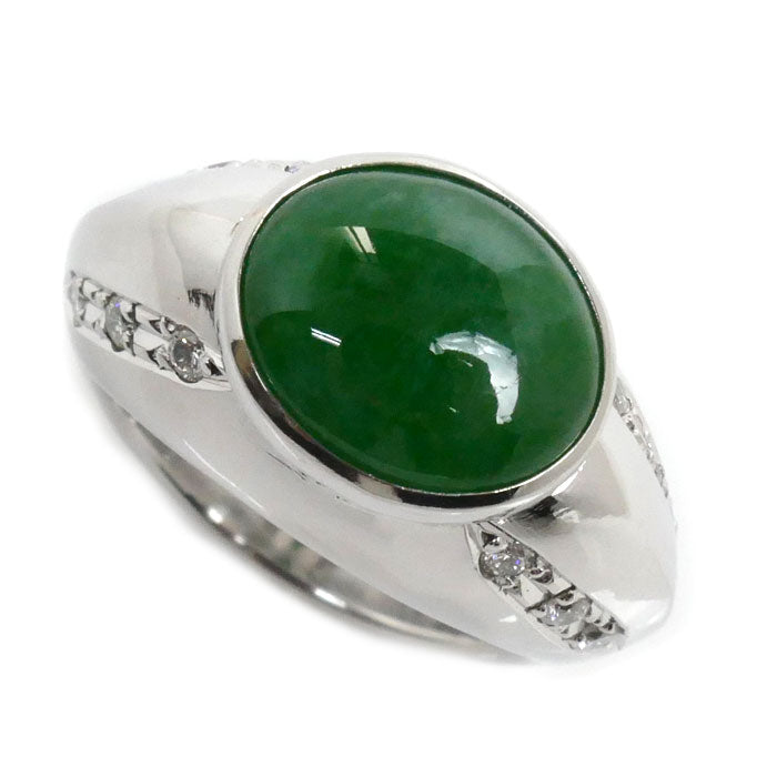 Pt900プラチナ ヒスイ リング・指輪 翡翠4.27ct ダイヤモンド0.34ct 12 