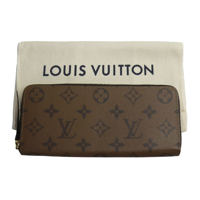LOUIS VUITTON ルイ・ヴィトン ポルトフォイユクレマンス 長財布 モノグラムリバース ブラウン M82336 ICチップ レディース【中古】