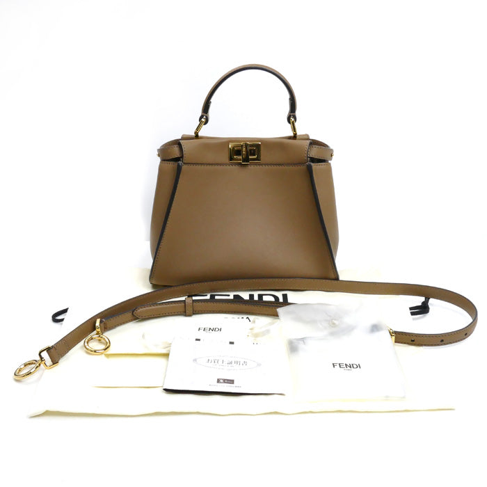 FENDI フェンディ ピーカブー ミニ 2Wayショルダーバッグ サンド/ベージュ系 8BN244 AQ09 F1IR8 レディース【中古】【美品】