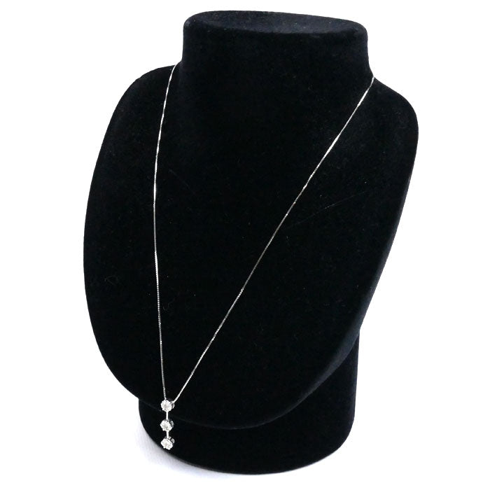 K18WG ホワイトゴールド フラワー 3列 ネックレス ベネチアン ダイヤモンド0.54ct 4.6g ~46cm レディース【中古】