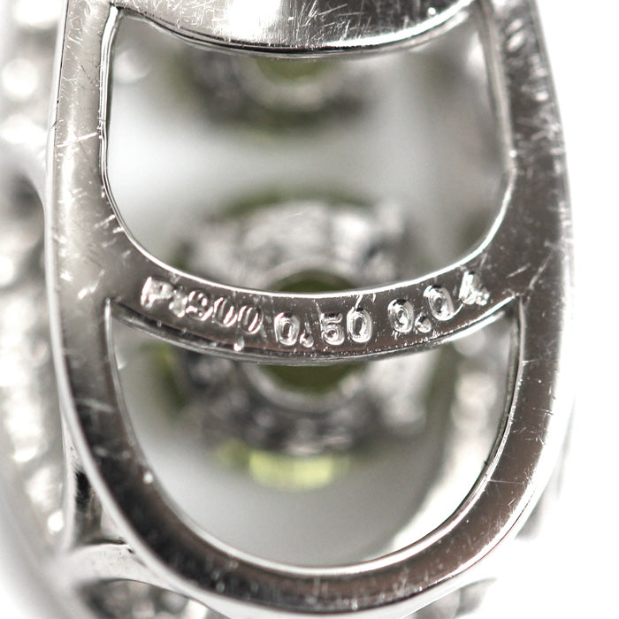 Pt900/850 ダンシング ネックレス ペリドット0.50ct ダイヤモンド0.04ct 4.3g ~45cm フリーチェーン レディース【中古】