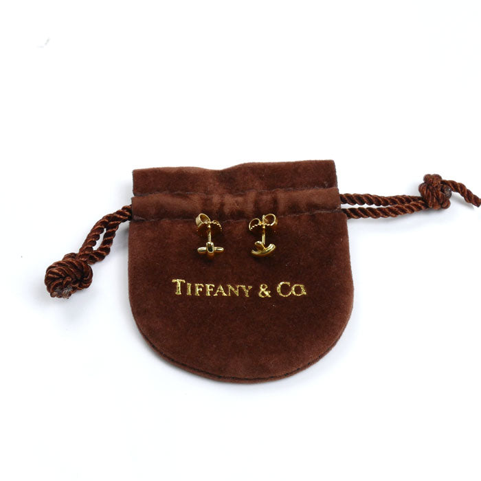 TIFFANY&Co. ティファニー K18YG イエローゴールド クロスステッチ ピアス 1.3g レディース【中古】