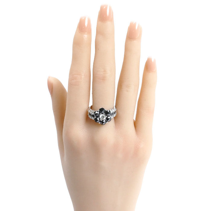 K18WG ホワイトゴールド リング・指輪 ダイヤモンド3.40ct 16号 6.7g ブラックダイヤモンド レディース【中古】【美品】