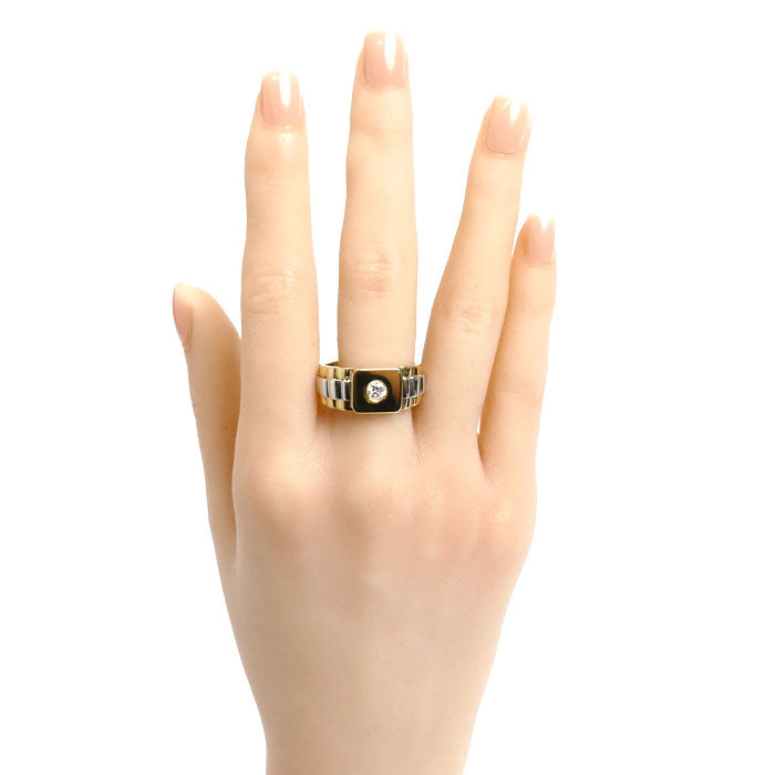 K18YG/Pt900 リング・指輪 ダイヤモンド0.23ct 22号 12.8g メンズ【中古】