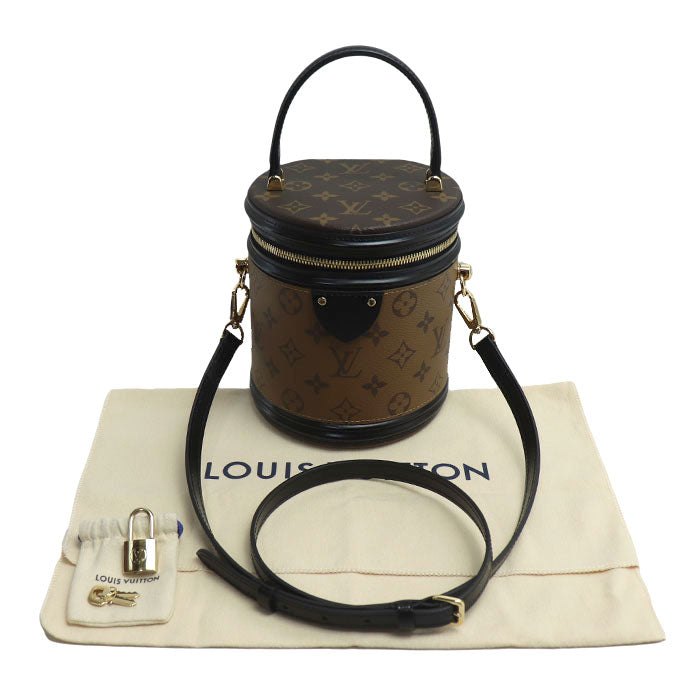 LOUIS VUITTON ルイ・ヴィトン カンヌ 2Wayショルダーバッグ モノグラムリバース ブラウン ブラック M43986 ICチップ レディース【中古】【美品】