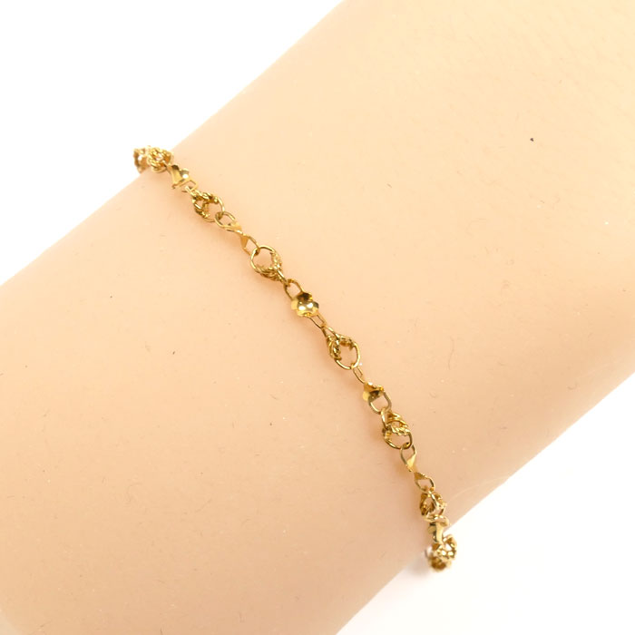 K18YG イエローゴールド デザイン ブレスレット 1.7g 18.5cm レディース【中古】